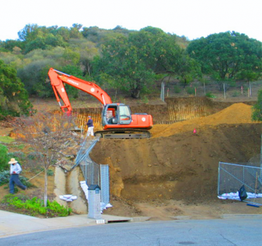 Construction site within a hillside